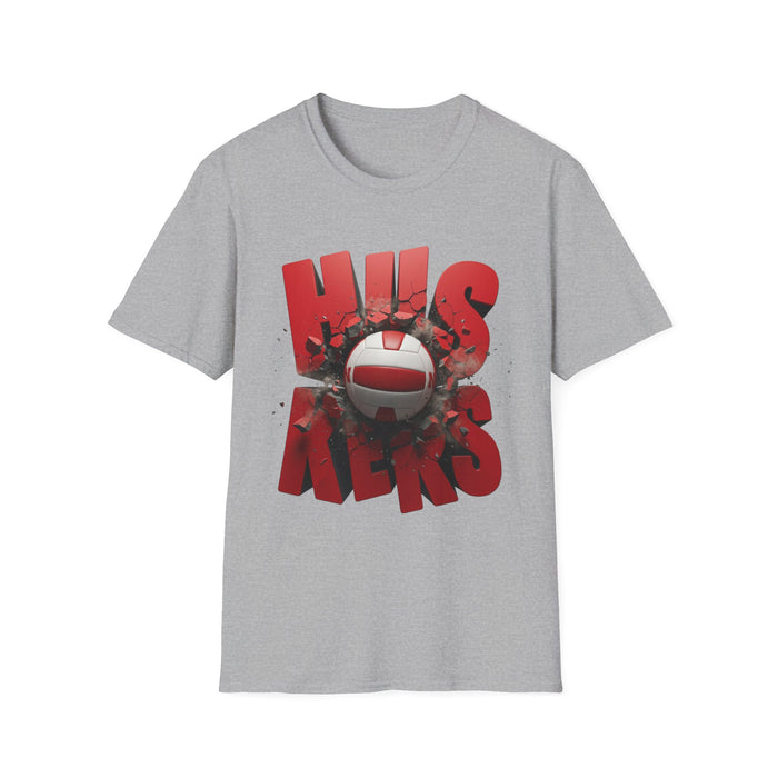 Volleyball Nebraska Huskers T-Shirt - Block Letters Volleyball