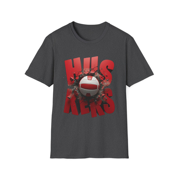 Volleyball Nebraska Huskers T-Shirt - Block Letters Volleyball