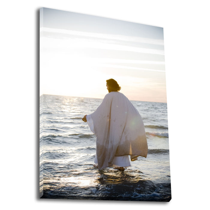 Jesus Christ 'Walking on Water' art work. Realistic Christian art canvas by Mark Mabry for Reflections of Christ.