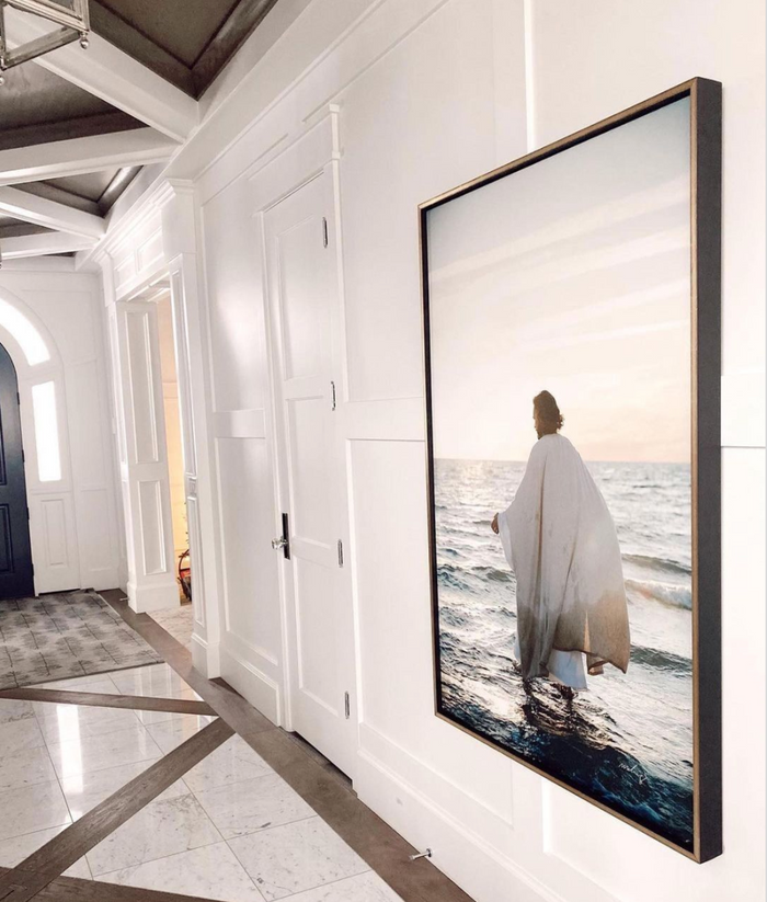 Jesus Christ 'Walking on Water' art work. Realistic Christian art canvas by Mark Mabry for Reflections of Christ.
