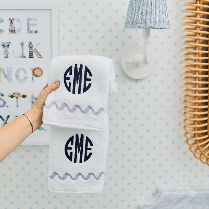 Wave Embroidered Hand Towels (pair)