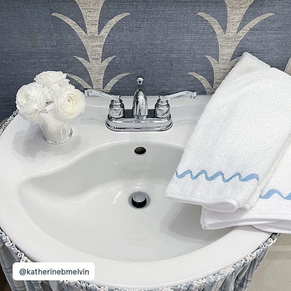 Wave Embroidered Hand Towels (pair)