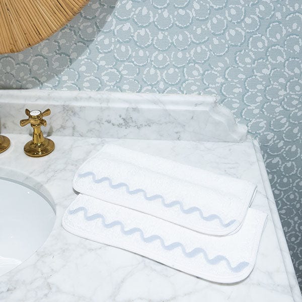 Wave Embroidered Washcloths (pair)