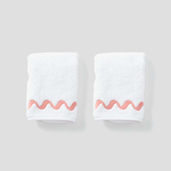 Wave Embroidered Washcloths (pair)