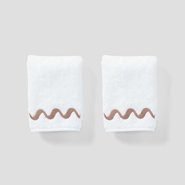 Wave Embroidered Washcloths (pair)