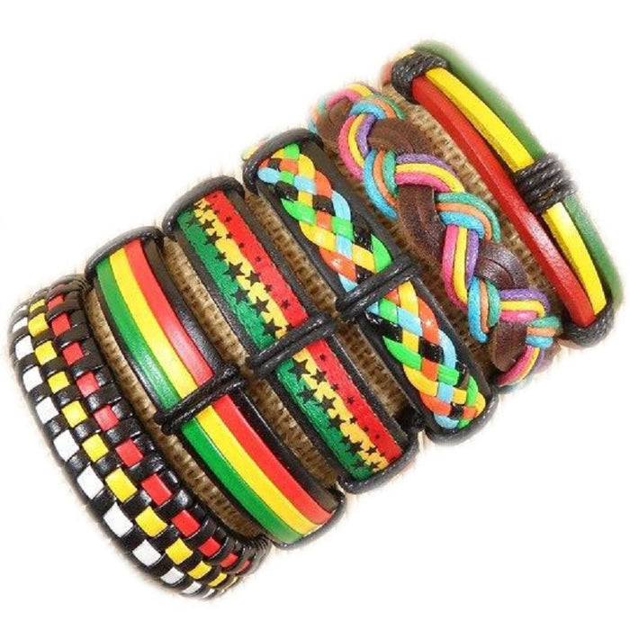 Wholesale (6pcs/lot) Multilayer Weave Wrap Hemp&Genuine Charm  leather bracelet for men & women-S24