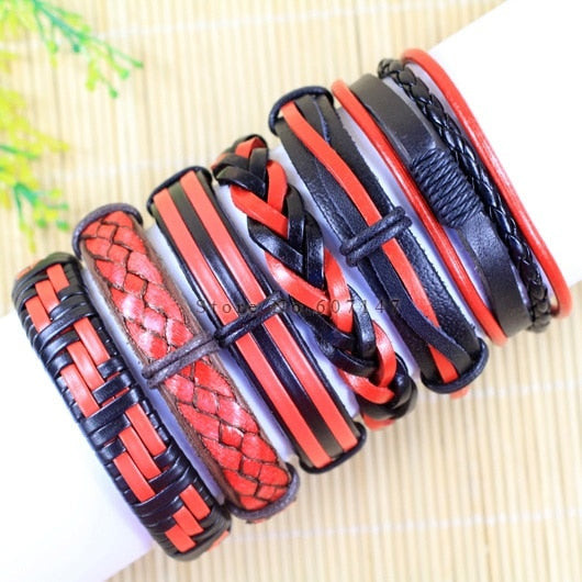 Wholesale (6pcs/lot) Multilayer Weave Wrap Hemp&Genuine Charm  leather bracelet for men & women-S24