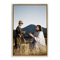 Jesus Christ teaching a child. 'Wonder' modern Christian art work on canvas with gold frame by Reflections of Christ.